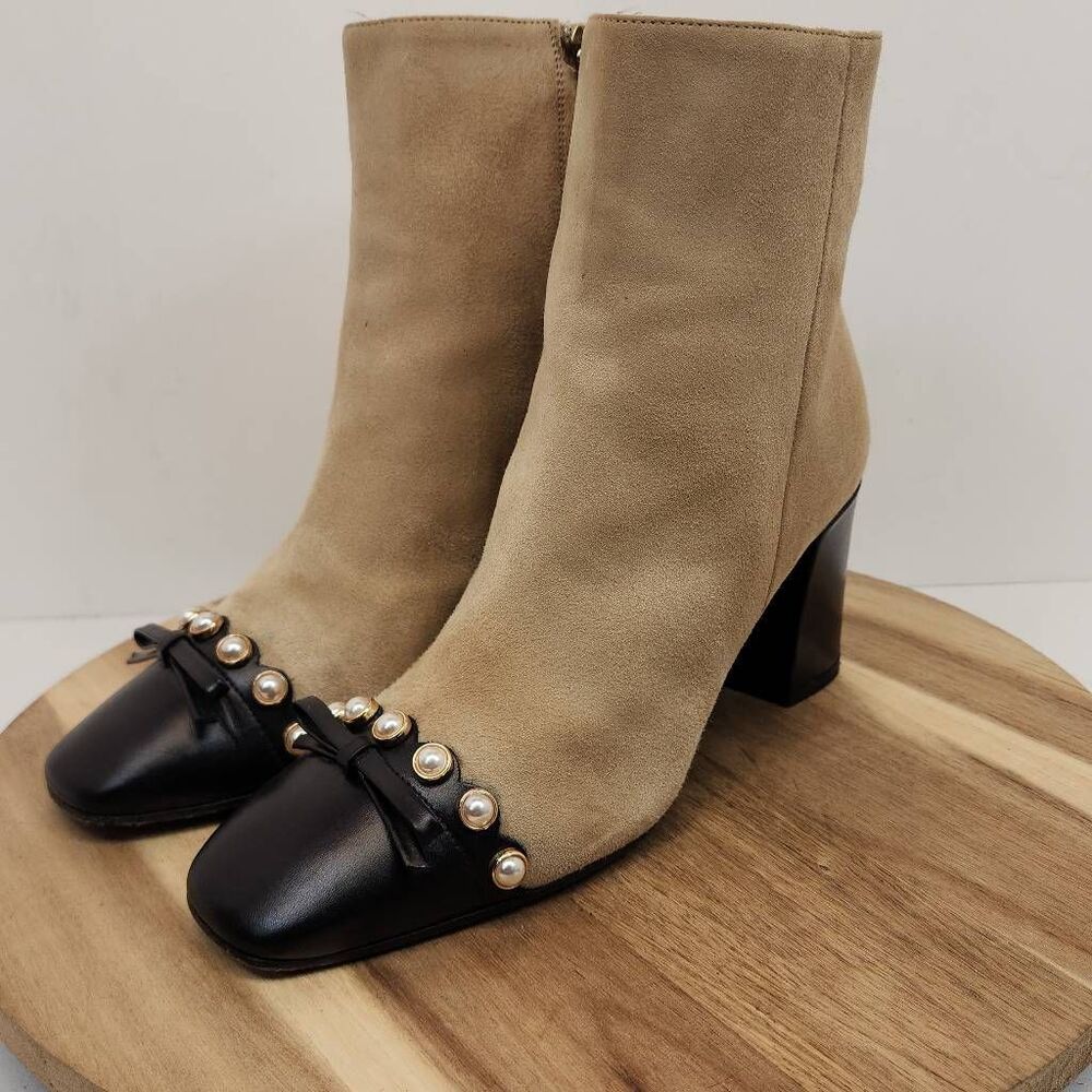 Kate Spade New York Orton Suede Pearl Coquette Ankle Boots Size 7.5 - Picture 6 of 10